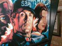 Demolition man pinball backglass