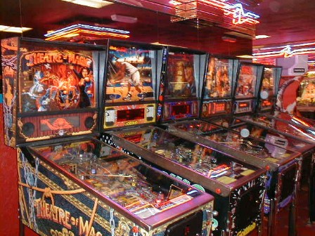 Line of pinball machines