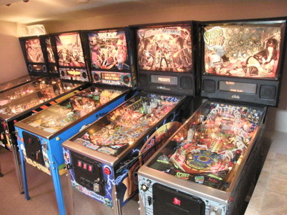 Row of pinball machines