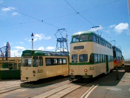 Blackpool trams at Pleasure Beach