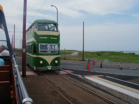 Blackpool tram 701 in wartime livery