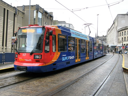 Sheffield supertram at Ponds Forge